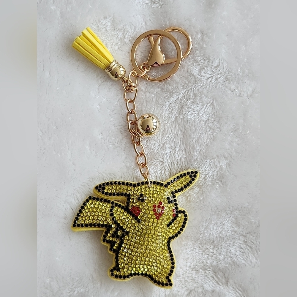 Pokemon Yellow Pikachu Keychain with Tassel Bag Charm